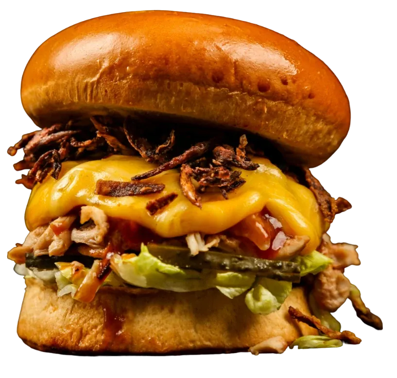 Hambúrguer artesanal montado, representando os pratos que a Supersal ajuda a vender